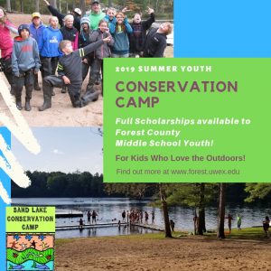 Scholarships available to Forest County Youth interested in attending Sand Lake Conservation Camp in June 2019